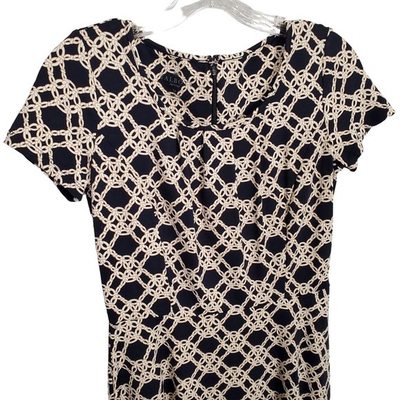 Talbots Petites Size S SP Dress Stretch Fit Flare Preppy Nautical Rope Blue - Picture 5 of 7